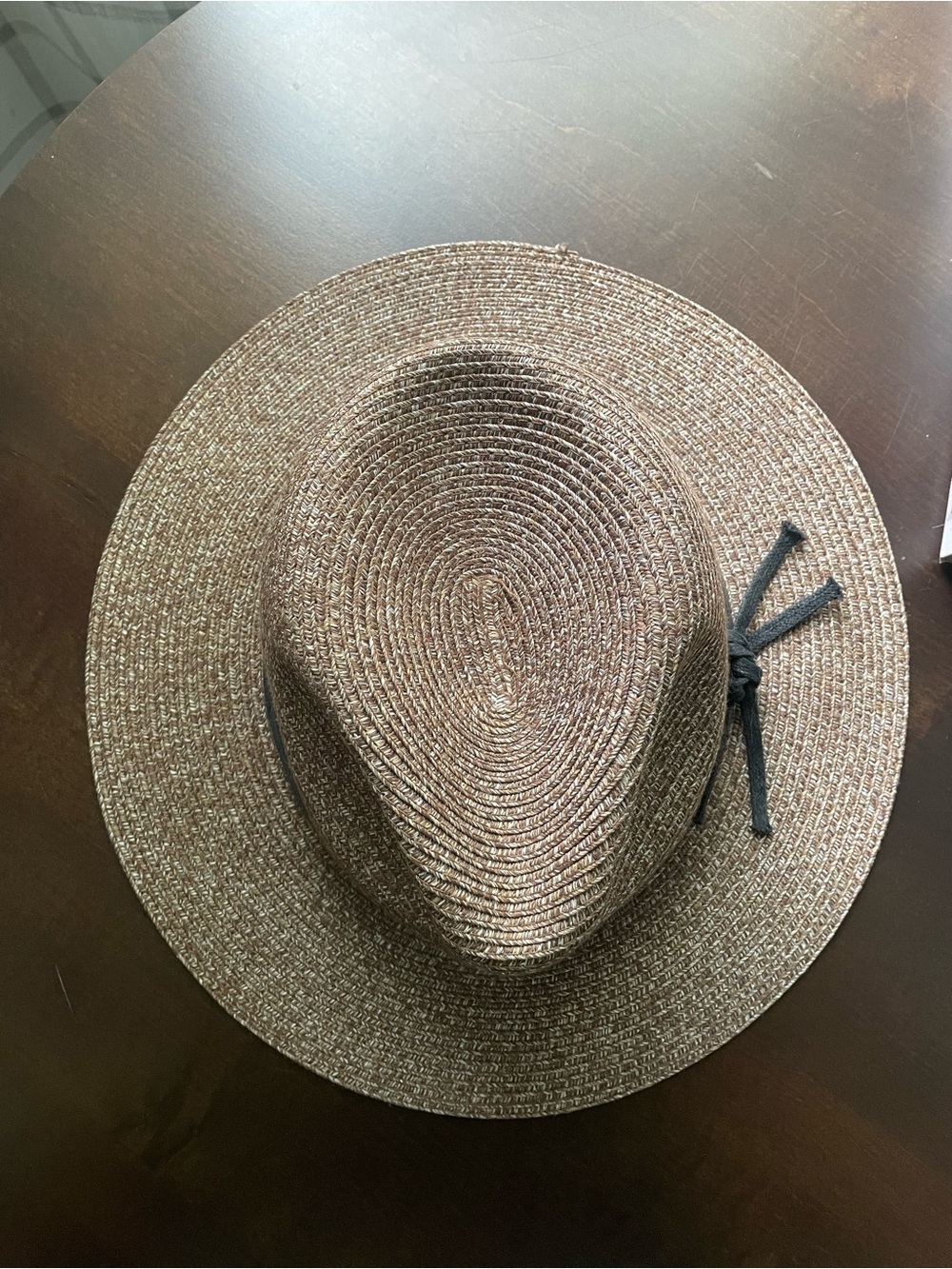 Woven Straw Wide Brim Sun Hat with Black Tie Accent